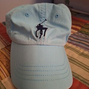 Vintage Polo Ralph Lauren Big Pony Turquoise Adjustable Hat One Size